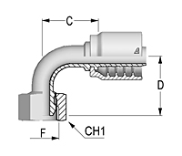 90° BSPP Female 60° Cone with O-Ring