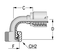 90° Metric Female 24° Cone with O-Ring - Heavy DIN 3865