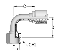 90° ORFS Female Long Drop