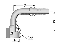 90T ORFS Female Swivel Long Drop