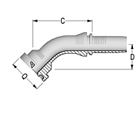 Two-Piece Fittings, Standard Inserts, International End Configurations - Komatsu 45º O-Ring Flange - A Series