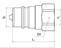 Secondary Image - AG Poppet Industry Standard Male Coupler with Female Thread