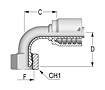 90° BSPP Female 60° Cone with O-Ring