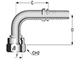 Two-Piece Fittings, Standard Inserts, US End Configurations - 90º Female SAE 45º - A Series