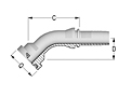 Two-Piece Fittings, Standard Inserts, International End Configurations - Komatsu 45º O-Ring Flange - A Series